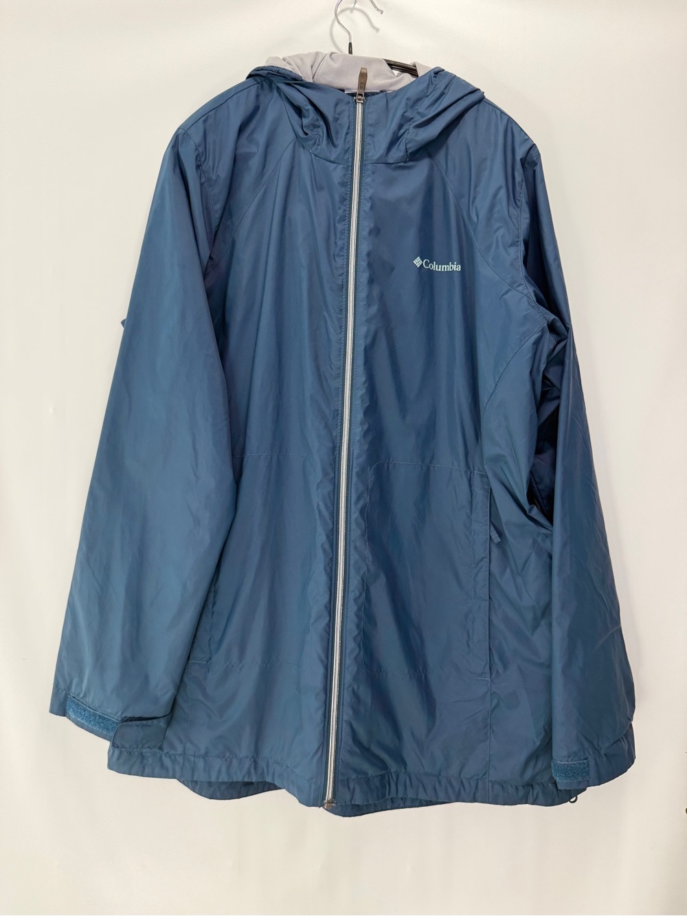 Columbia Blue Hooded Rain Jacket Lined Women’s XL
